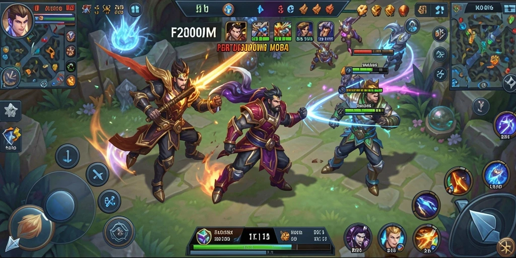 Tangkapan layar mempertunjukkan aksi seru dalam gameplay MOBA.