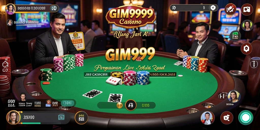 Screenshot GIM999 menampilkan suasana Live Casino dengan dealer profesional.