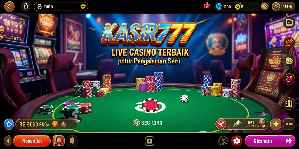 Tangkapan layar KASIR777 menunjukkan dealer langsung dalam permainan kasino yang mendebarkan.