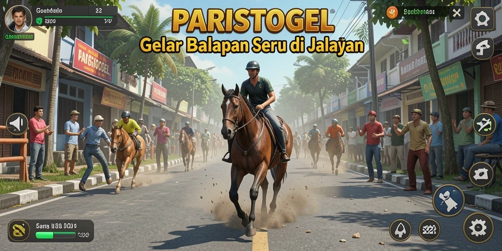 Tampilan gameplay seru dari PARISTOGEL saat balapan di jalanan.